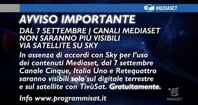 Sky: Rai 4 prende il posto di Rete 4, SkyUno quello di Canale 5