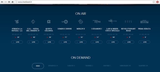 Canali Mediaset in diretta streaming su sito e app ufficiali