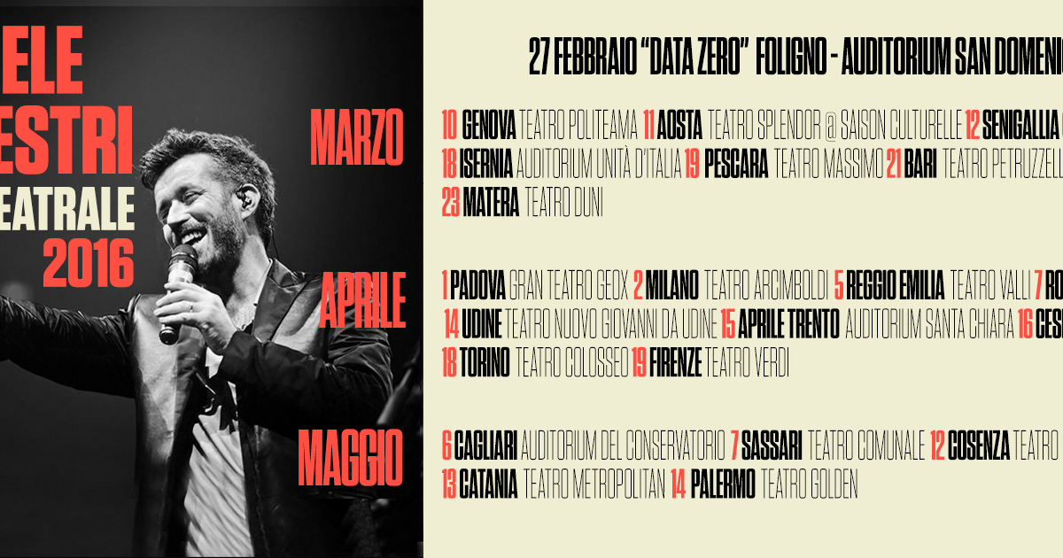 Daniele Silvestri tour 2016, concerti in teatro in primavera: info e biglietti