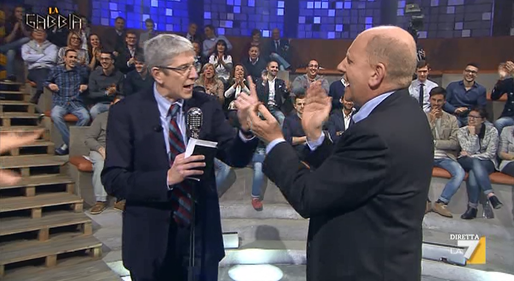 La Gabbia, Giordano contro Rondolino: “Vai a leccare il cul0 a Renzi da un’altra parte, ma dove caxxo vivi?” (VIDEO)