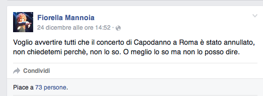 Concerto di Capodanno 2016 a Roma, Mannoia salta: “Chi non mi vuole? Non posso dirlo”