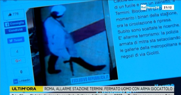 Uomo armato a Roma Termini, nessuna traccia sulle generaliste