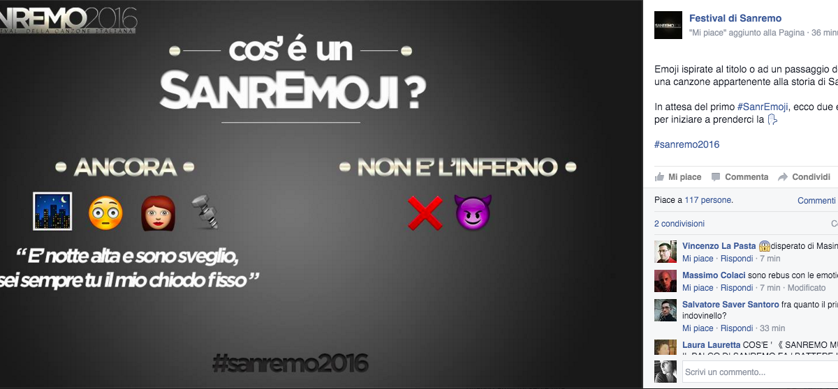 Sanremo 2016, arrivano le SanrEmoji per le canzoni