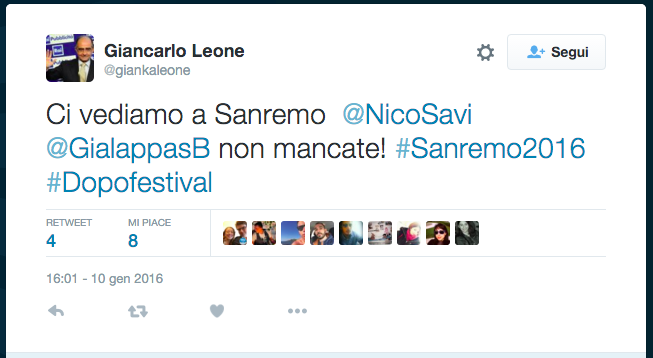 Sanremo 2016: Giancarlo Leone conferma Savino, Gialappa’s Band e Max Giusti al Dopofestival su Twitter, Carlo Conti ufficializza in studio