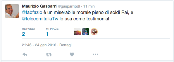 Maurizio Gasparri contro Luciana Littizzetto e Fabio Fazio