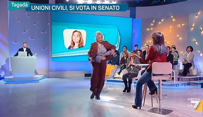 Tagadà, Paola Concia lascia lo studio per la Mussolini: “Li ho mandati affanc*lo” (VIDEO)