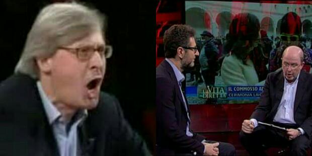 Vittorio Sgarbi attacca Fabio Fazio e Massimo Gramellini: “Penosa coppia di fatto”