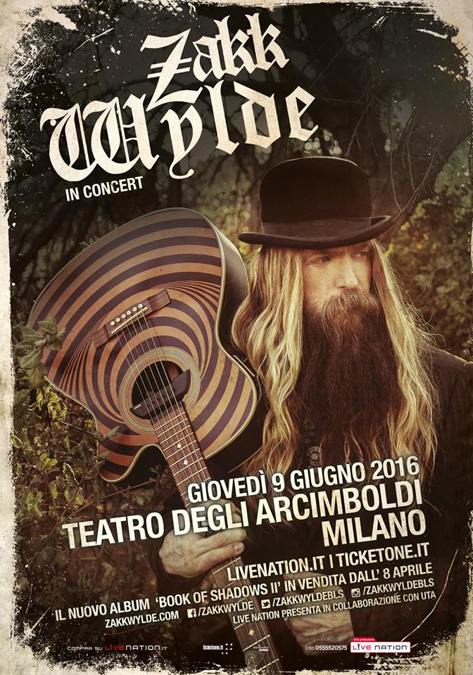 Zakk Wylde, a Milano al teatro per presentare Book Of Shadows 2
