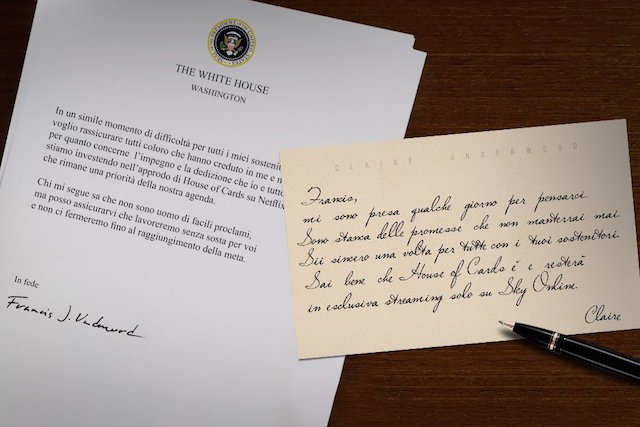 House of Cards, lo “scontro” tra Netflix e Sky Online passa per le lettere di Frank e Claire