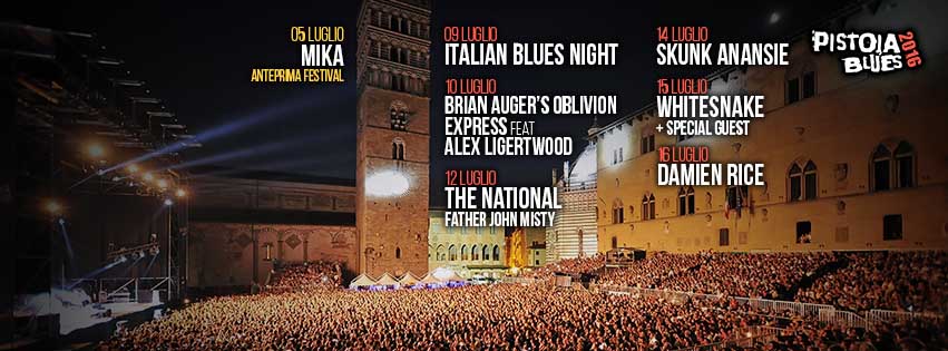 Pistoia Blues 2016, programma: annunciati Mika, Damien Rice e Skunk Anansie