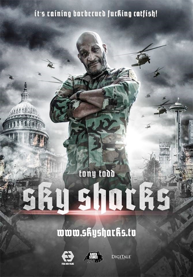 Sky Sharks: character poster dell’horror splatter con squali volanti e nazisti zombie