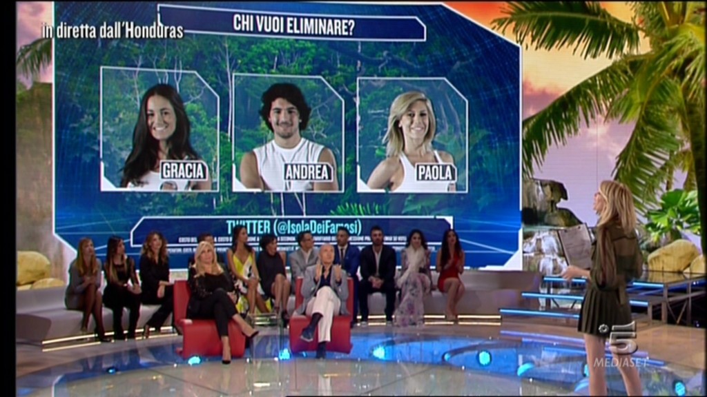 Isola dei Famosi 2016 puntata 11 aprile: nominati Andrea – Gracia – Paola. Stefano Orfei a Playa Soledad. Fuori Simona Ventura