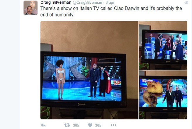 Ciao Darwin, Craig Silverman lo vede per la prima volta e twitta: “È la fine dell’umanità”