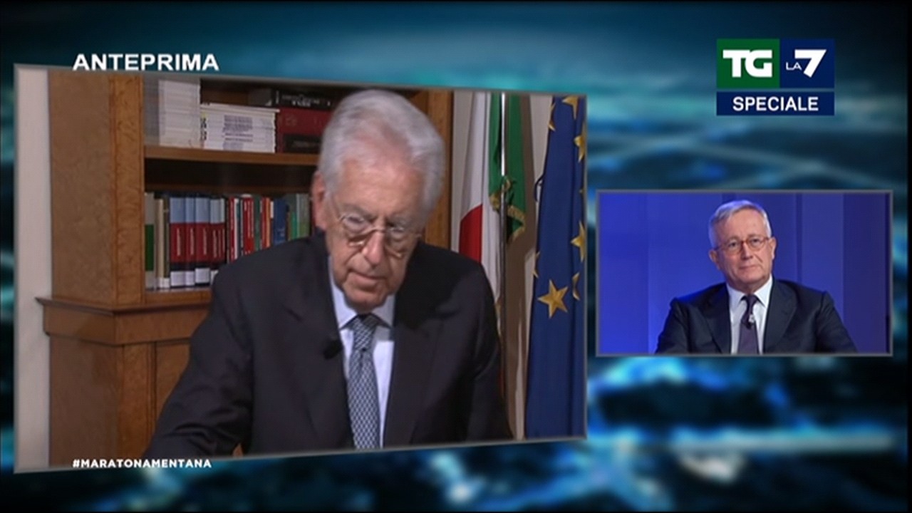 Maratona Mentana, Monti contro tutti (e poi va da Vespa) [Video]