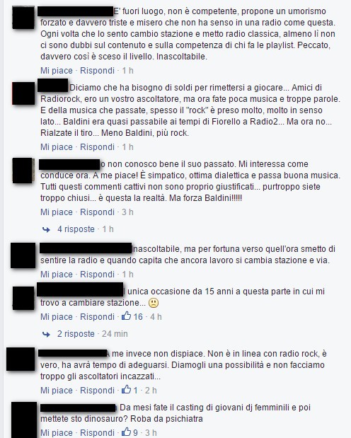 Marco Baldini a Radio Rock, critiche su Facebook