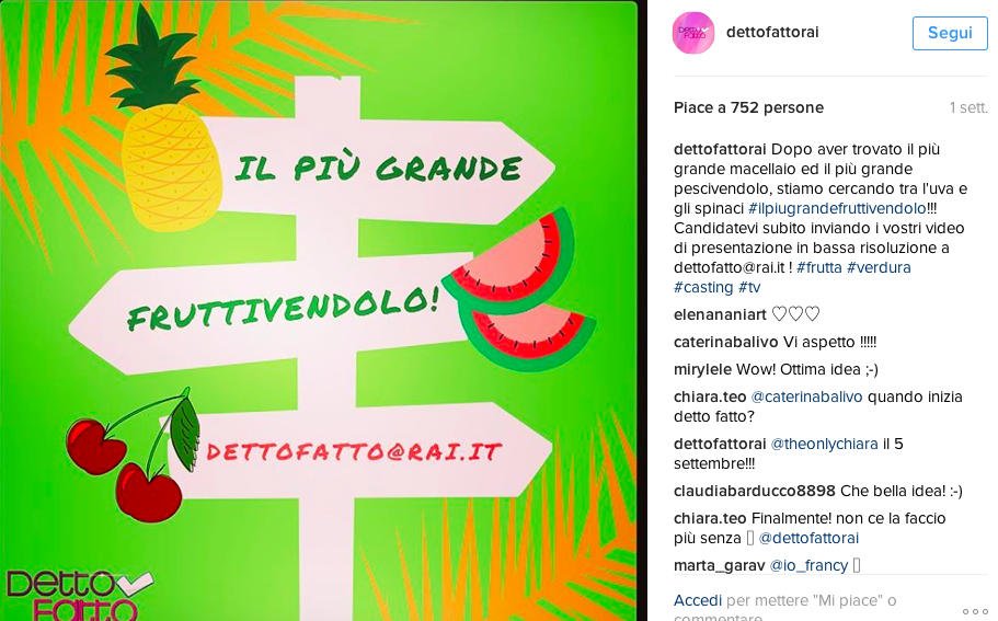 Detto Fatto cerca Il più grande fruttivendolo, dal 5 settembre su Rai2
