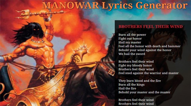 Manowar Lyrics Generator: sempre uno spasso