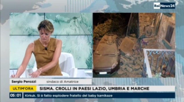 Terremoto, sindaco di Amatrice in lacrime in tv: “Aiutateci, fate servizio pubblico”