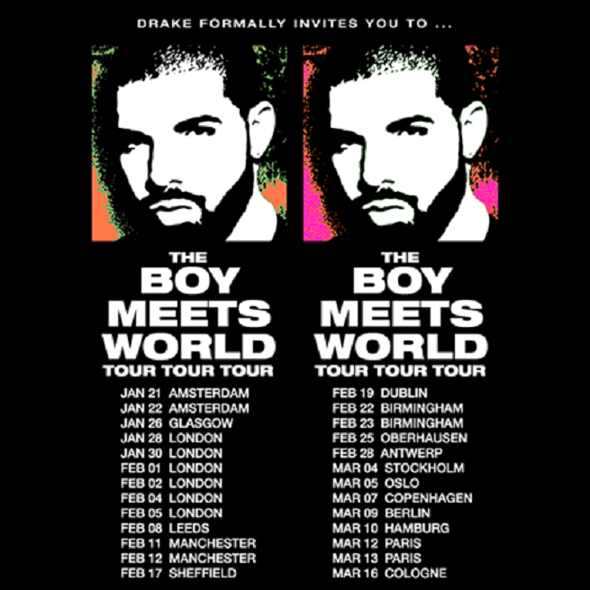 Drake annuncia il The Boy Meets World Tour, in Europa nel 2017