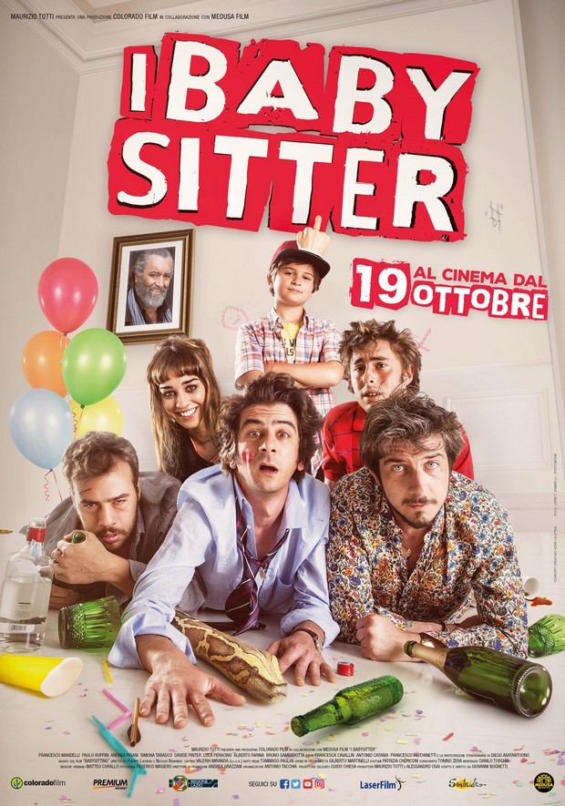 I Babysitter: foto e locandina della commedia con Diego Abatantuono, Paolo Ruffini e Francesco Mandelli