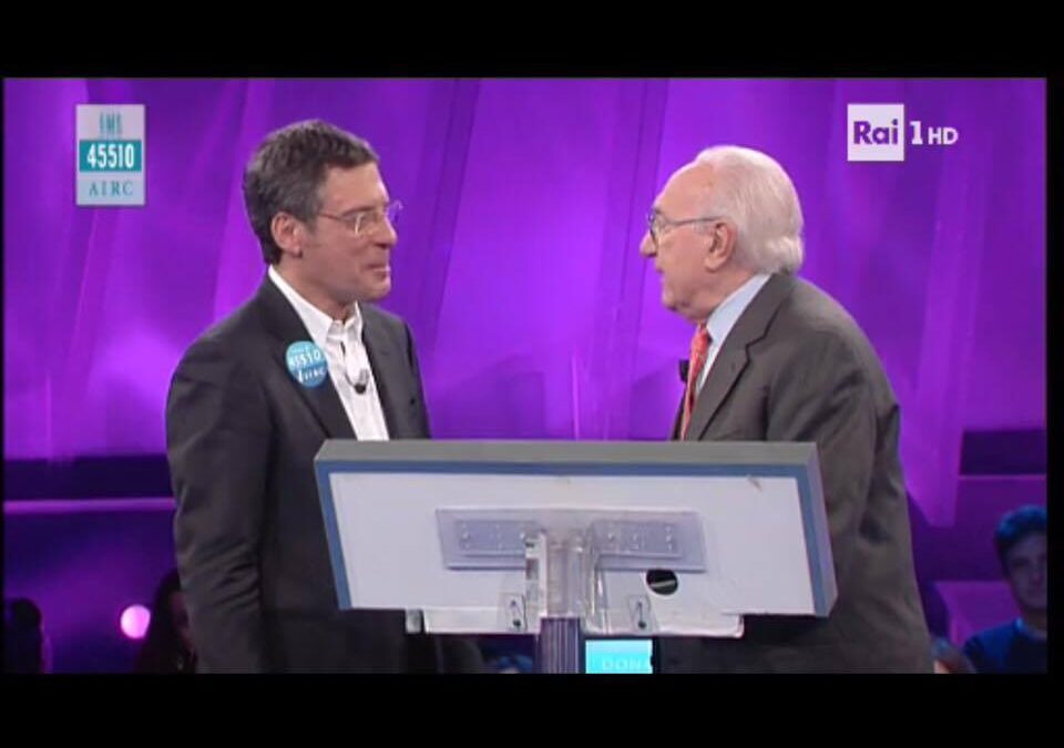 L’Eredità Speciale Airc, Pippo Baudo benedice Carlo Conti: “Sei il Direttore artistico della tv”