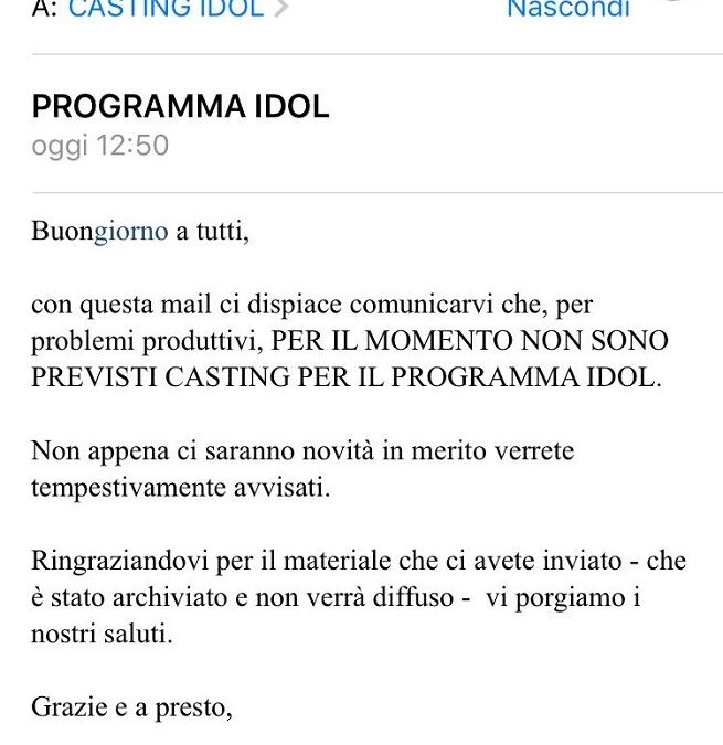Rai 2: Italian Idol cancellato