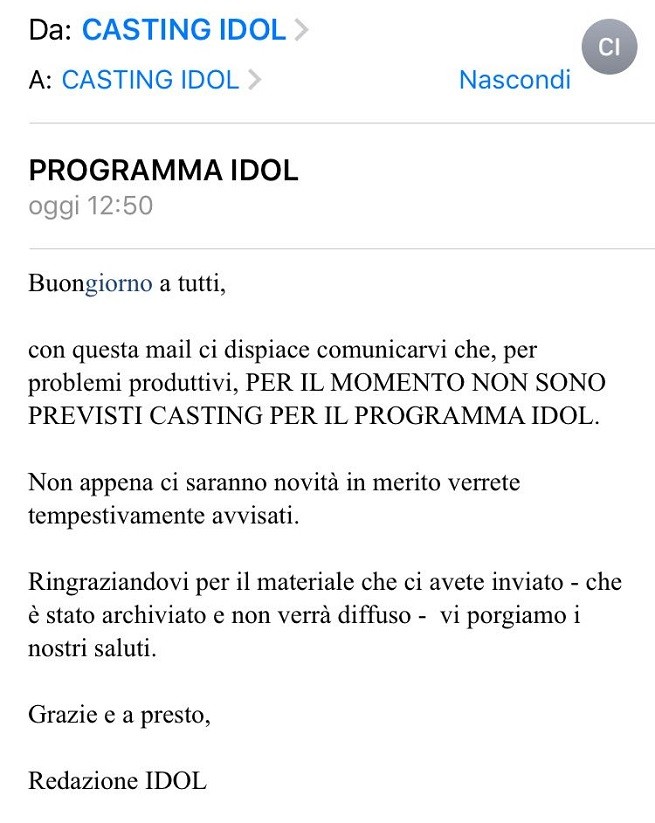 Rai 2: Italian Idol cancellato
