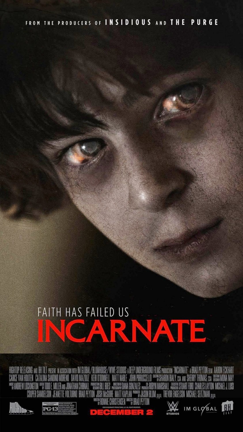 Incarnate: locandine del film horror con Aaron Eckhart