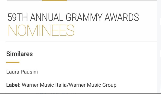 Grammy 2017, Laura Pausini nominata: i ringraziamenti su Fb “Abbiamo dimostrato che i #simili si trovano”