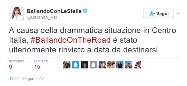 Ballando On The Road slitta ancora