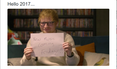 Ed Sheeran, nuovo singolo dal 6 gennaio 2017