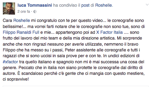 X Factor 10, Luca Tommassini contro Roshelle: “Nel tuo videoclip non hai citato i coreografi”