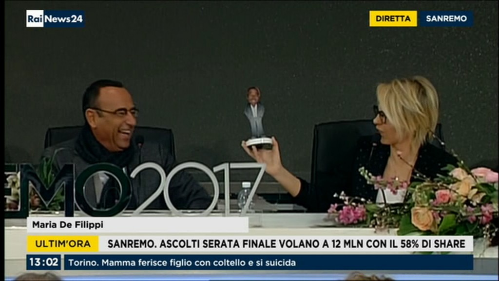 Sanremo 2017, conferenza stampa del 12 febbraio: bilancio finale tra ascolti record e addio di Carlo Conti