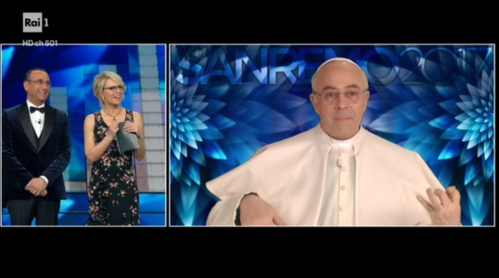 Sanremo 2017, Maurizio Crozza: la copertina di giovedì 9 febbraio 2017 (VIDEO)