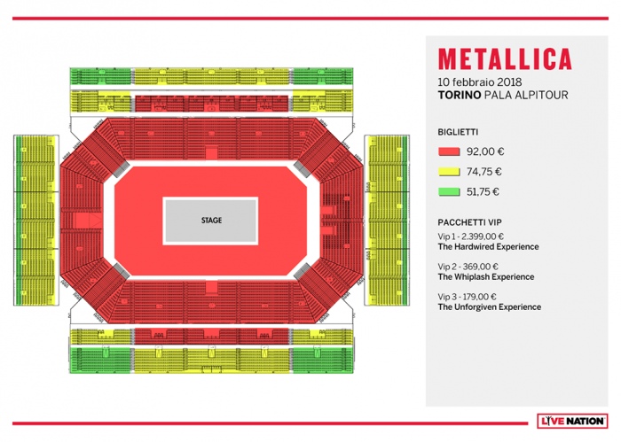 Metallica: prezzi dei biglietti e vip package per i concerti di Torino e Bologna