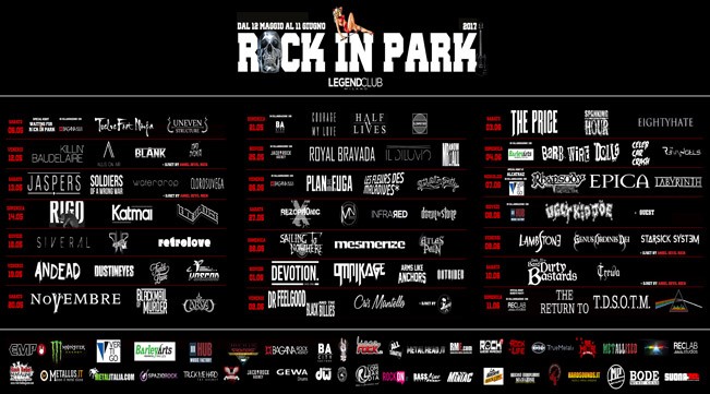 Rock In Park 2017: la programmazione completa dei concerti al Legend Club di Milano