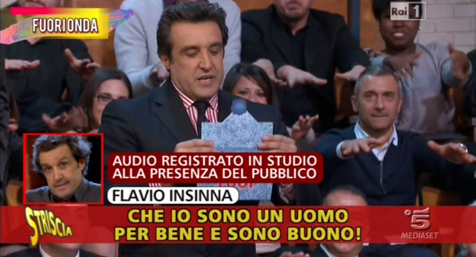 Flavio Insinna, le scuse: “Striscia? Pornografia televisiva per un punto di ascolto in più”