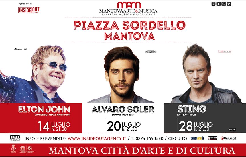 Mantova Arte e Musica, Elton John, Sting e Alvaro Soler in concerto: date, programma e info