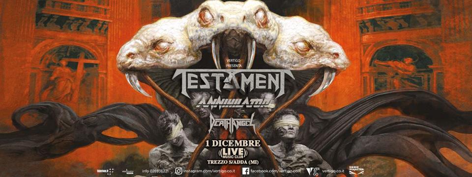 Testament, Annihilator, Death Angel in concerto a Bologna e Trezzo