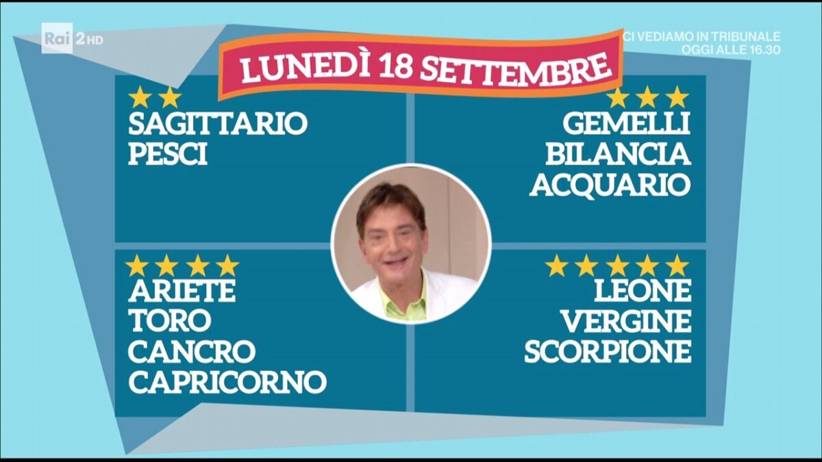 I Fatti Vostri 2017-2018 | Prima puntata | Diretta | L’oroscopo di Paolo Fox