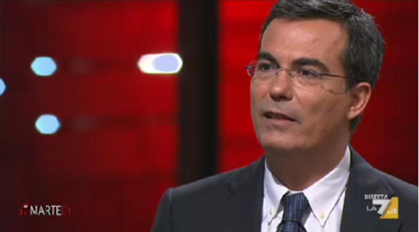 DiMartedì 2017/2018, conferenza stampa con Giovanni Floris: Gene Gnocchi per la copertina satirica
