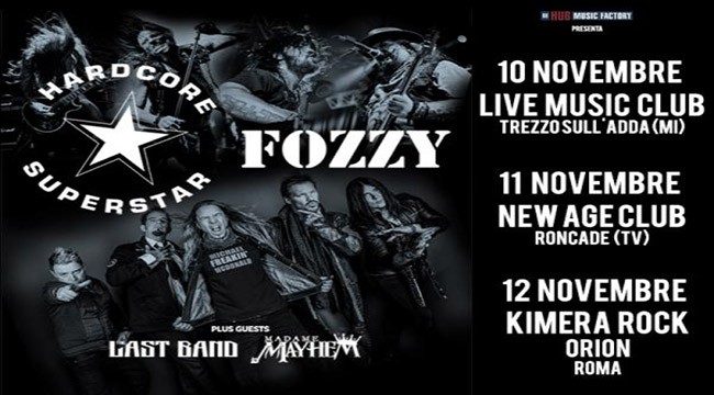 Hardcore Superstar e Fozzy: tre concerti in Italia a Novembre