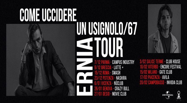 Ernia, Come Uccidere Un Usignolo Tour 2017/2018: le date dei concerti
