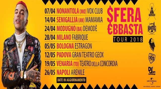 Sfera Ebbasta, tour 2018: le prime date annunciate