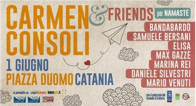 Carmen Consoli & Friends per Namastè | Concerto in Piazza Duomo a Catania il 1 giugno 2018