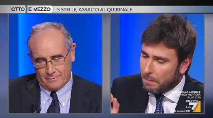 Otto e mezzo ad alta tensione: scontro tra Alessandro Di Battista e Massimo Franco