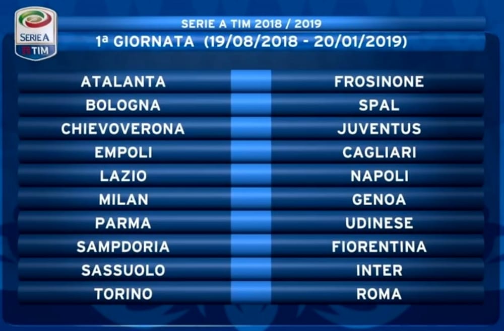 Serie A: i big match scelti da Sky e Dazn e il calendario delle prime tre giornate