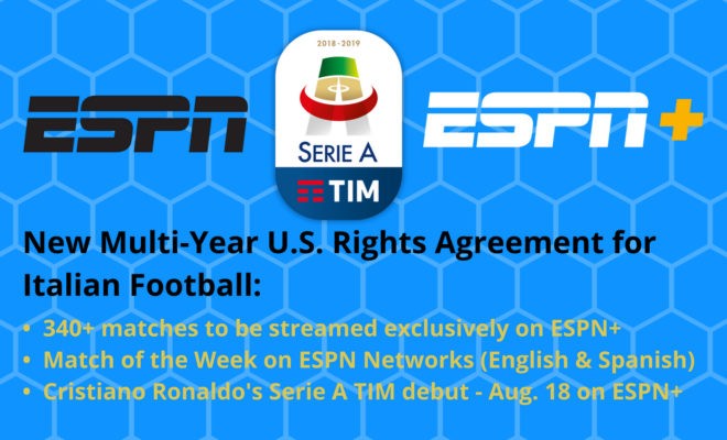 Serie A in streaming su ESPN + per tre anni: effetto Ronaldo?