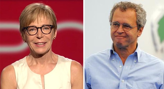 Milena Gabanelli al Tg La7 con Enrico Mentana