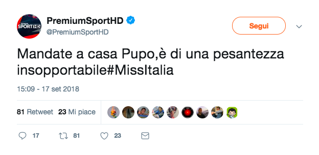 Miss Italia 2018, PremiumSportHD contro Pupo: “Insopportabile!”